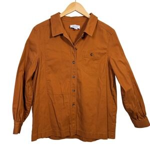 & Other Stories Womens Shirt 2 Small Burnt Orange Cotton Long Sleeve Button Down
